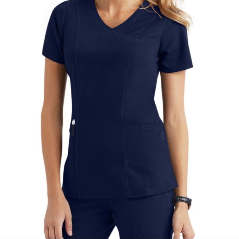 Healing hands Purple Heart navy blue scrub set.